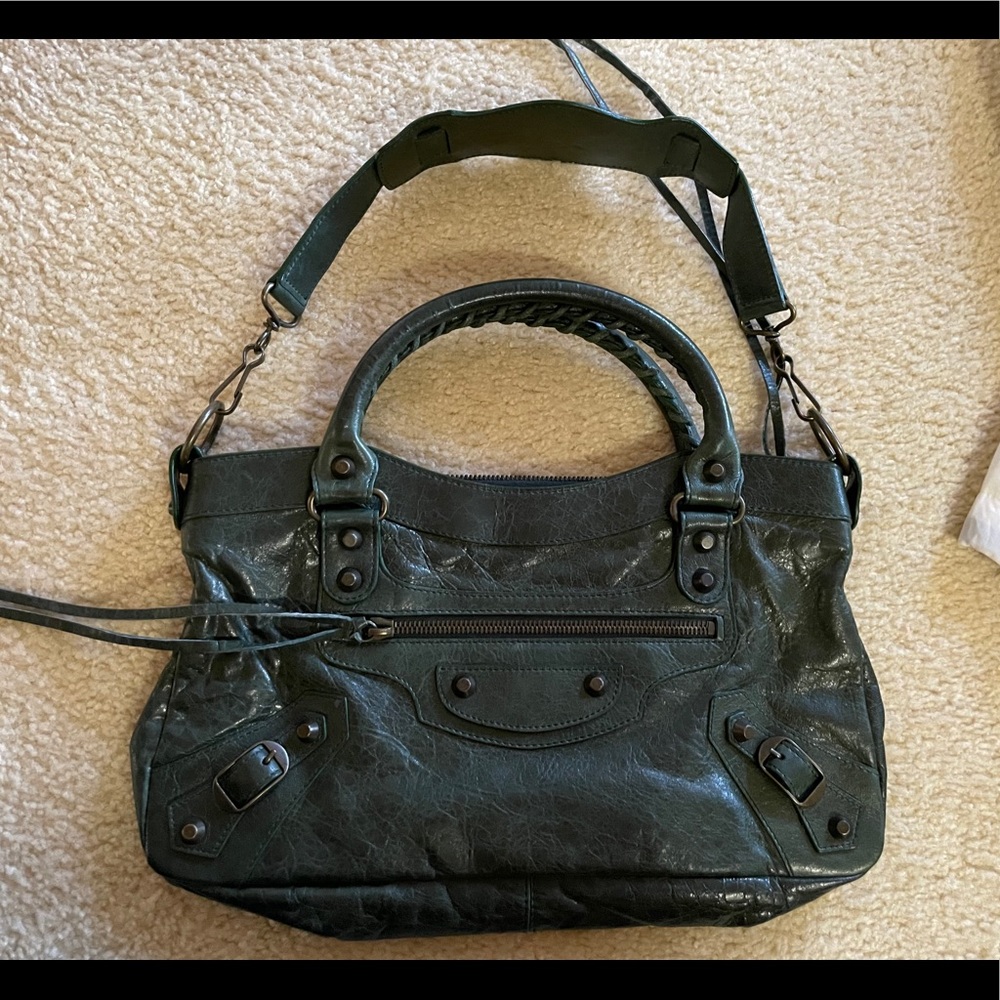Balenciaga Motocross Classic City Dark Green Bag